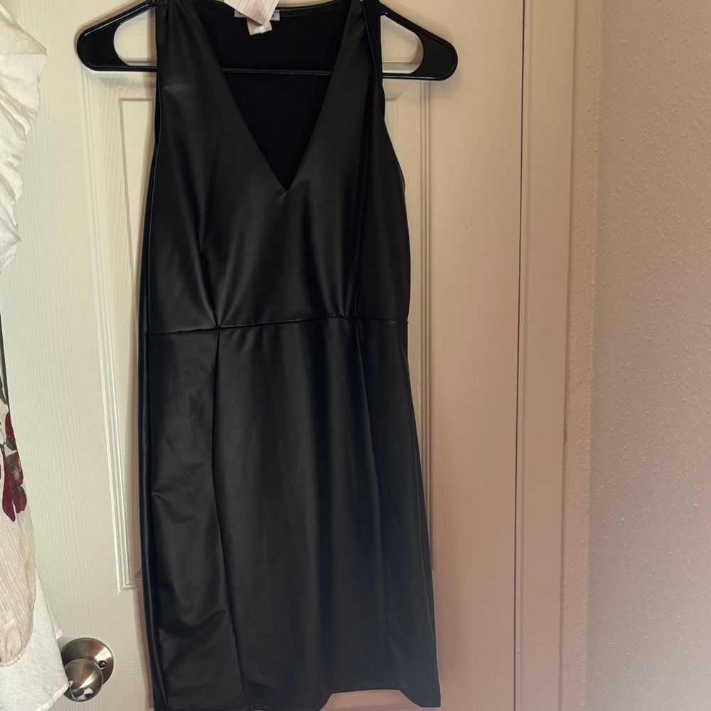 Charlotte Russe Black Faux Leather Mini Dress